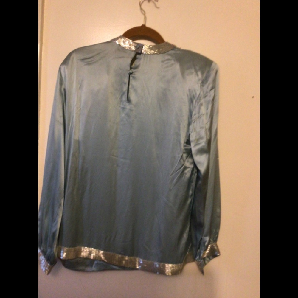 Cache Silk With Silver Bead Patterned Front Blous… - image 6